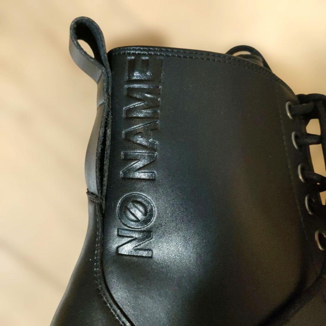 NO NAME レースアップ ブーツ サイドジップ 黒 40 ロゴ 厚底
