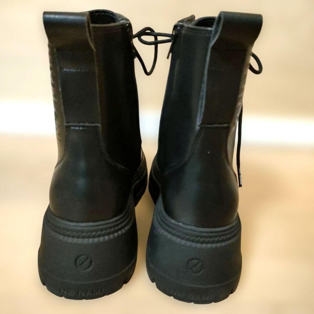 NO NAME レースアップ ブーツ サイドジップ 黒 40 ロゴ 厚底