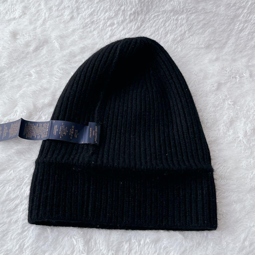 【美品】LV　ルイヴィトン　ビーニー　LVスパーク　カシミア100　ニット帽　黒