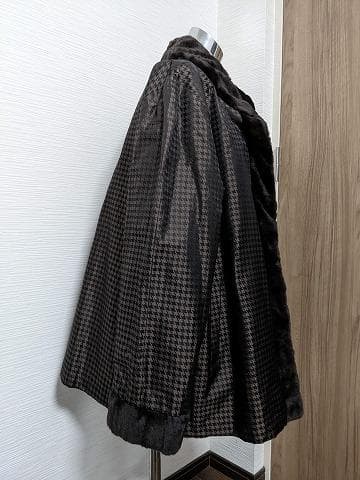 A929 シェアード　リアルファー　毛皮　シルク　リバーシブルコート　ライナー