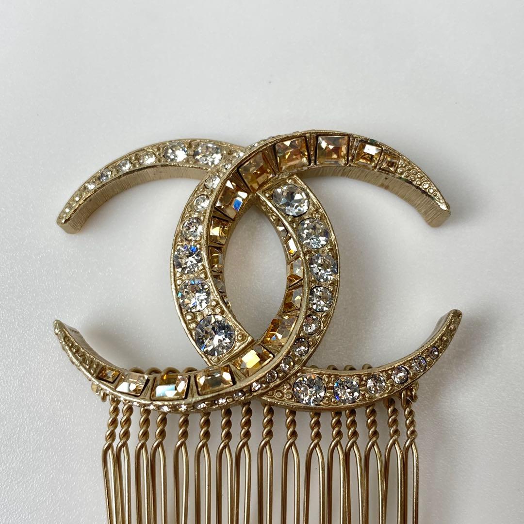 美品 シャネル CHANEL ココマーク ラインストーン ヘアコーム B15C.