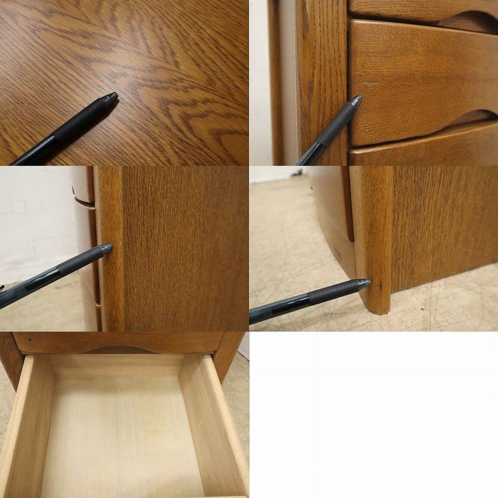 【浜本工芸】ナラ材・No.1100チェストA・サイドチェスト6段