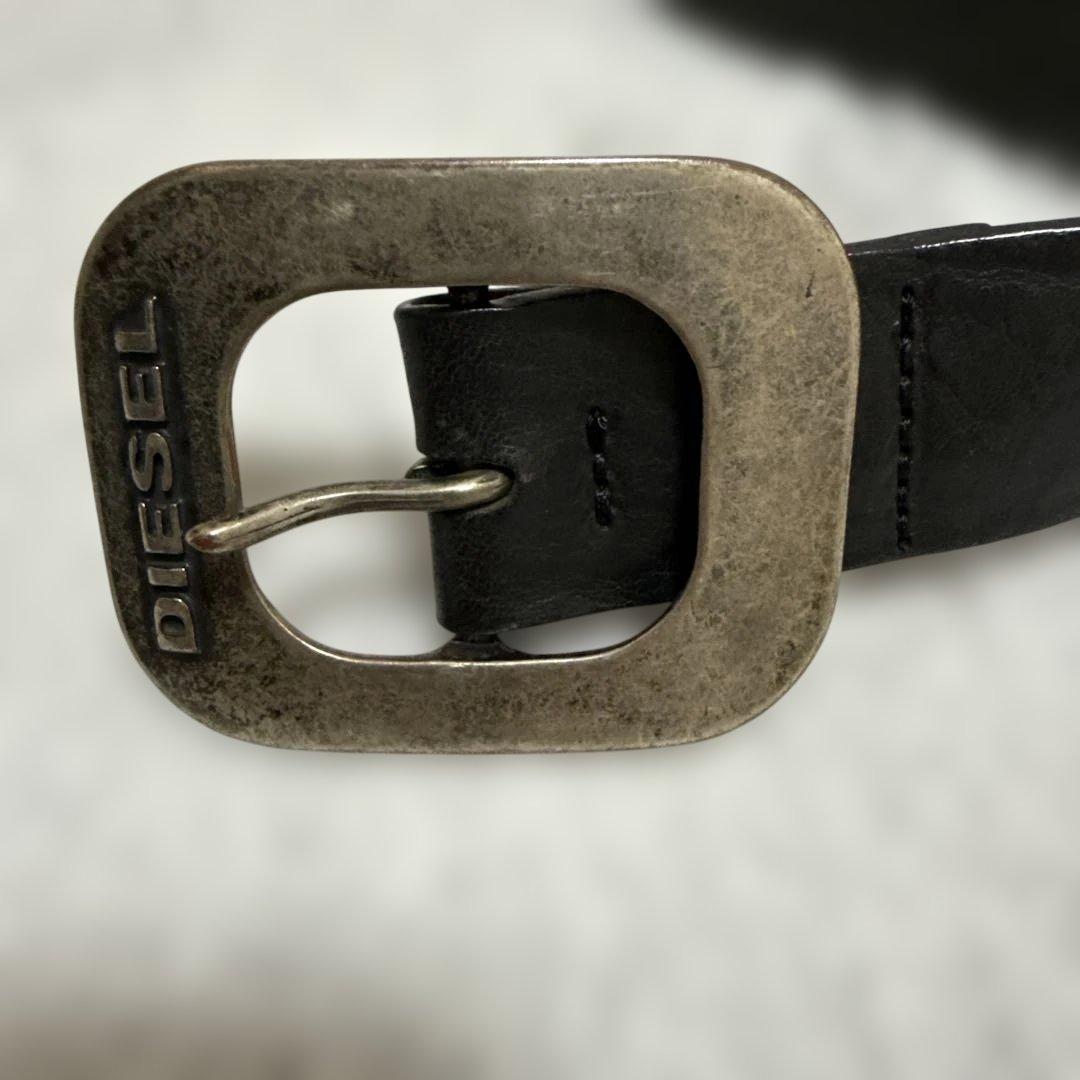DIESEL ロゴ入り ブラックレザーベルト ディーゼル ベルト