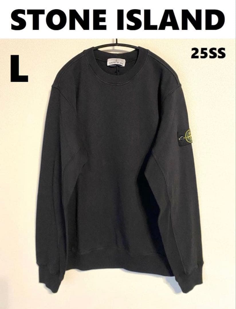 25SS STONE  袖ワッペンロゴ スウェット L 黒色