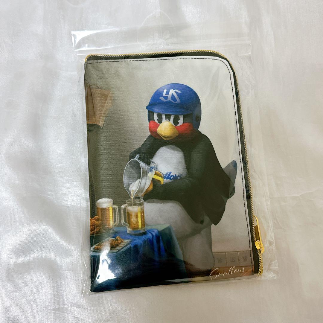 【L字チャックポーチ】ヤクルト　つば九郎　芸術の秋　るーびーを注ぐ鳥　さけび