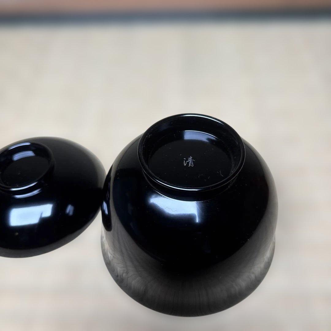 輪島塗　お汁粉椀　お膳　5客組　折れ松葉文　汁物椀　未使用品