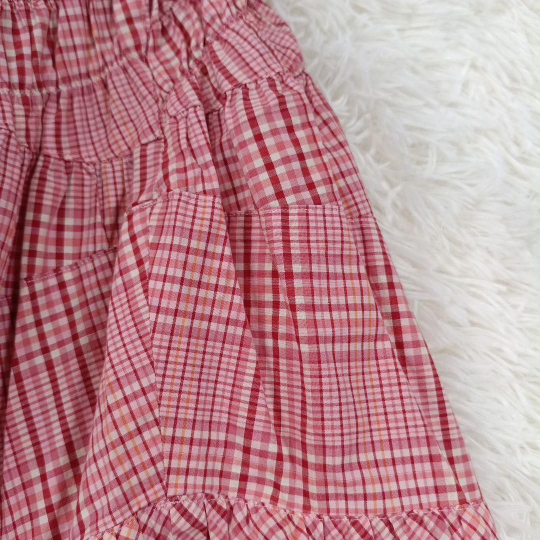 ピンクハウス　ギンガムチェック マキシワンピース　ピコフリル　ピンク