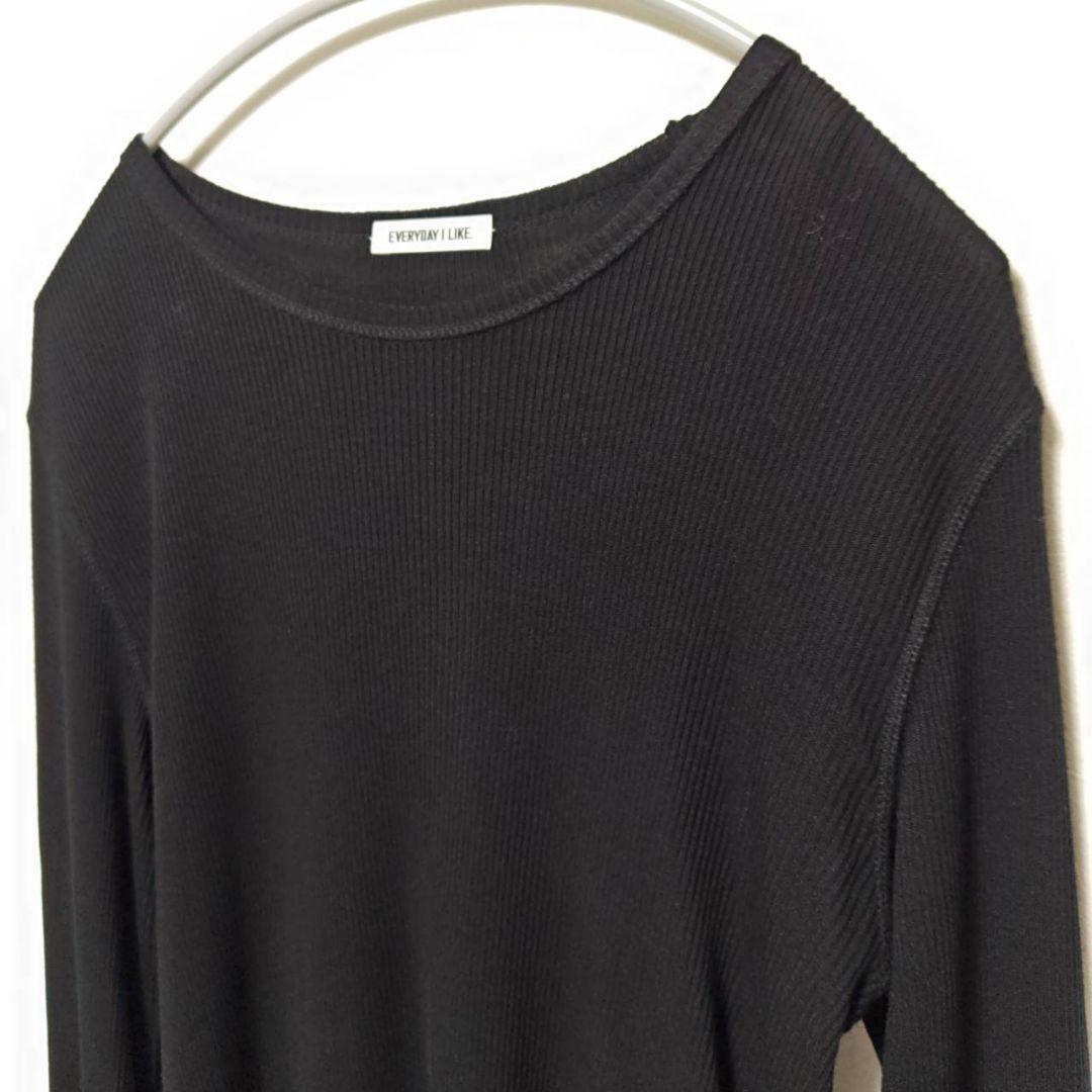 エブリデイ アイ ライク カシミア混 テレコ ロングスリーブプルオーバー F 黒