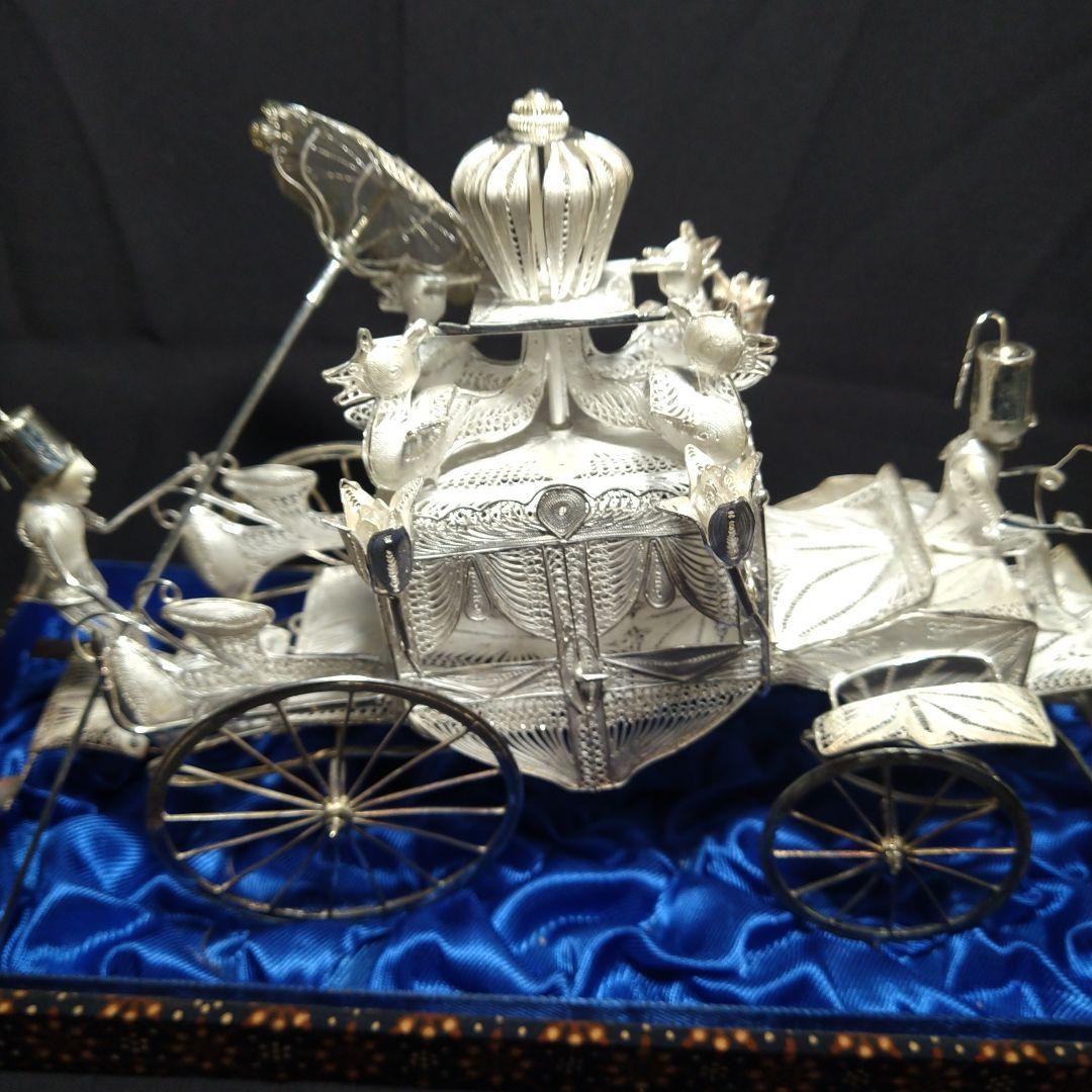 銀製　馬車　置物　925