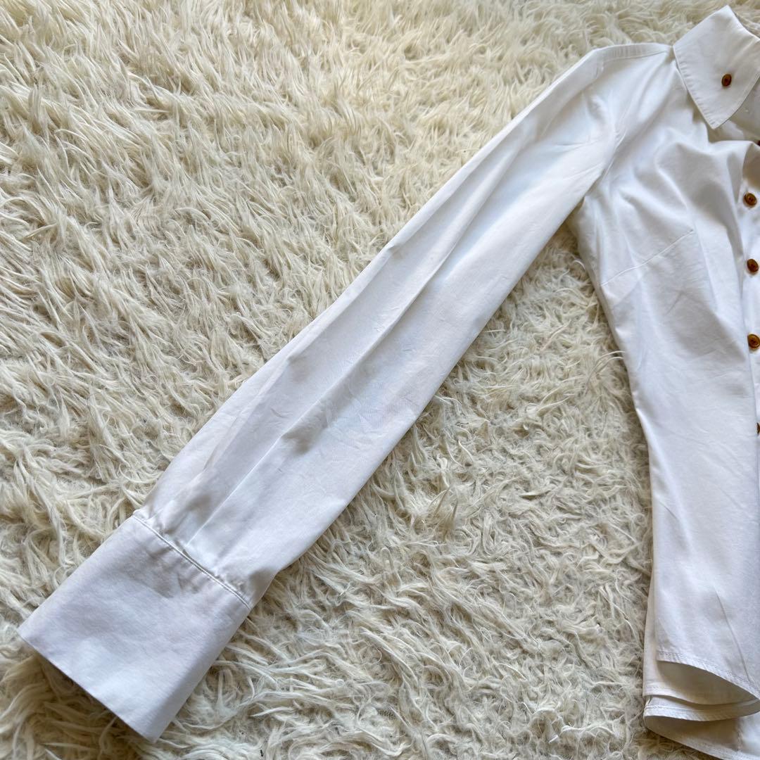 ヴィヴィアンウェストウッド　ボタンダウン　ハイネックシャツ　ストレッチ　白　刺繍