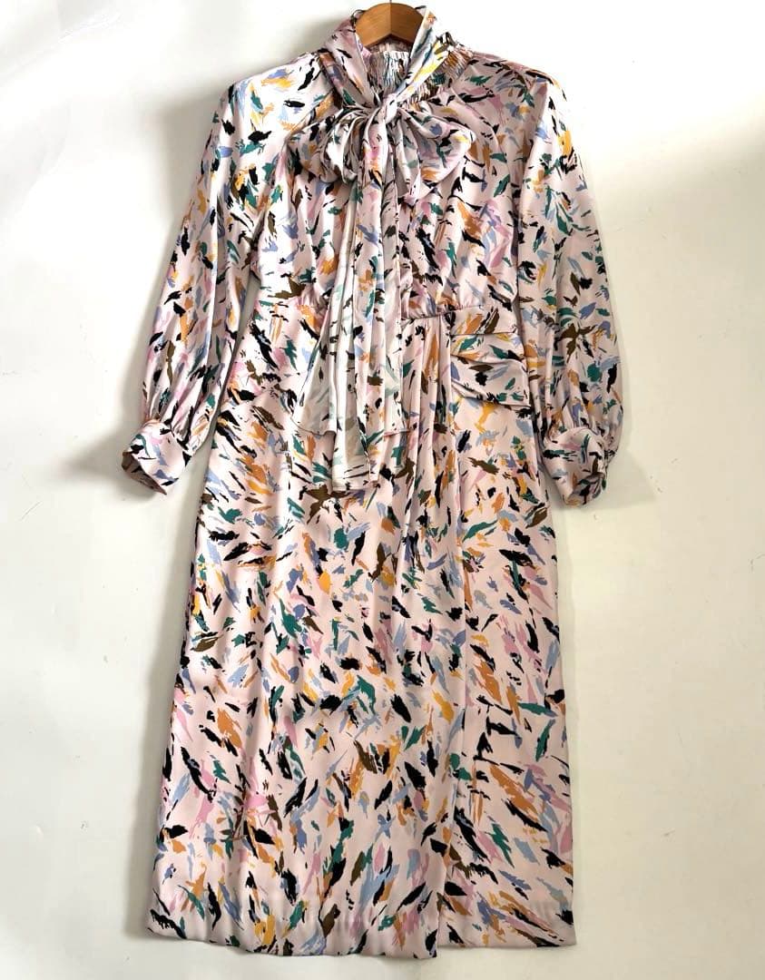 未使用級　ピンク　PINKY&DIANNE ブラッシュプリントワンピース