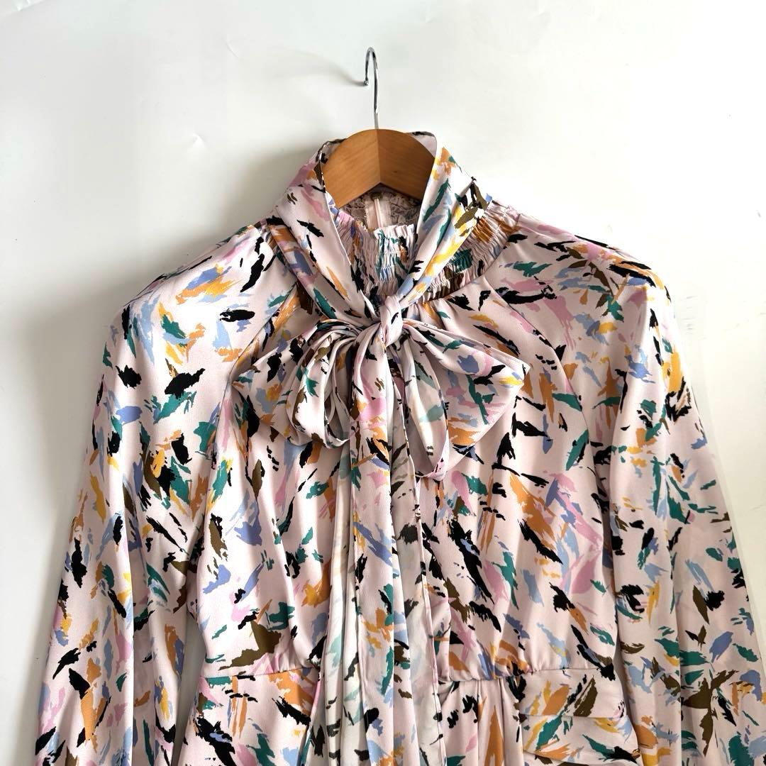 未使用級　ピンク　PINKY&DIANNE ブラッシュプリントワンピース