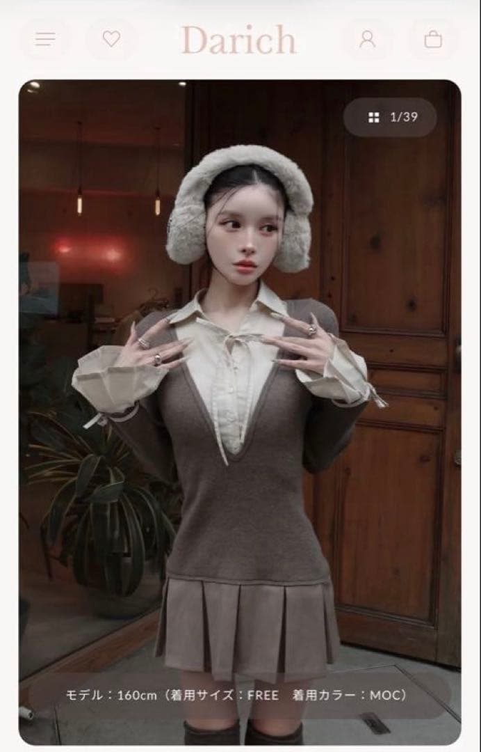 darich シャツドッキングプリーツミニワンピース　FREEサイズ