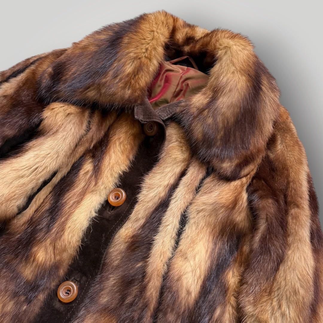 希少 フィッチ 毛皮コート リアルファーコート 本毛皮 レザーベルト