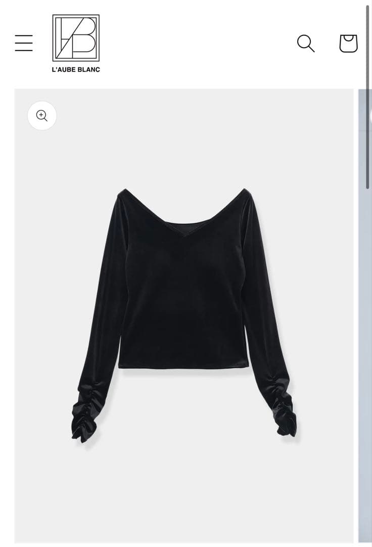 Laube Blanc パッド付ベロアトップスSharp Neck Velour