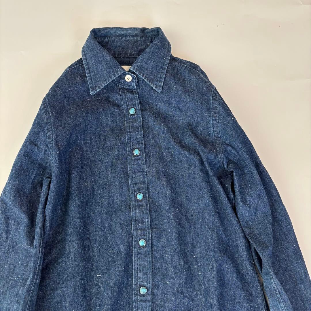 美品　ウィムガゼット デニムシャツ 長袖 羽織 ブルー