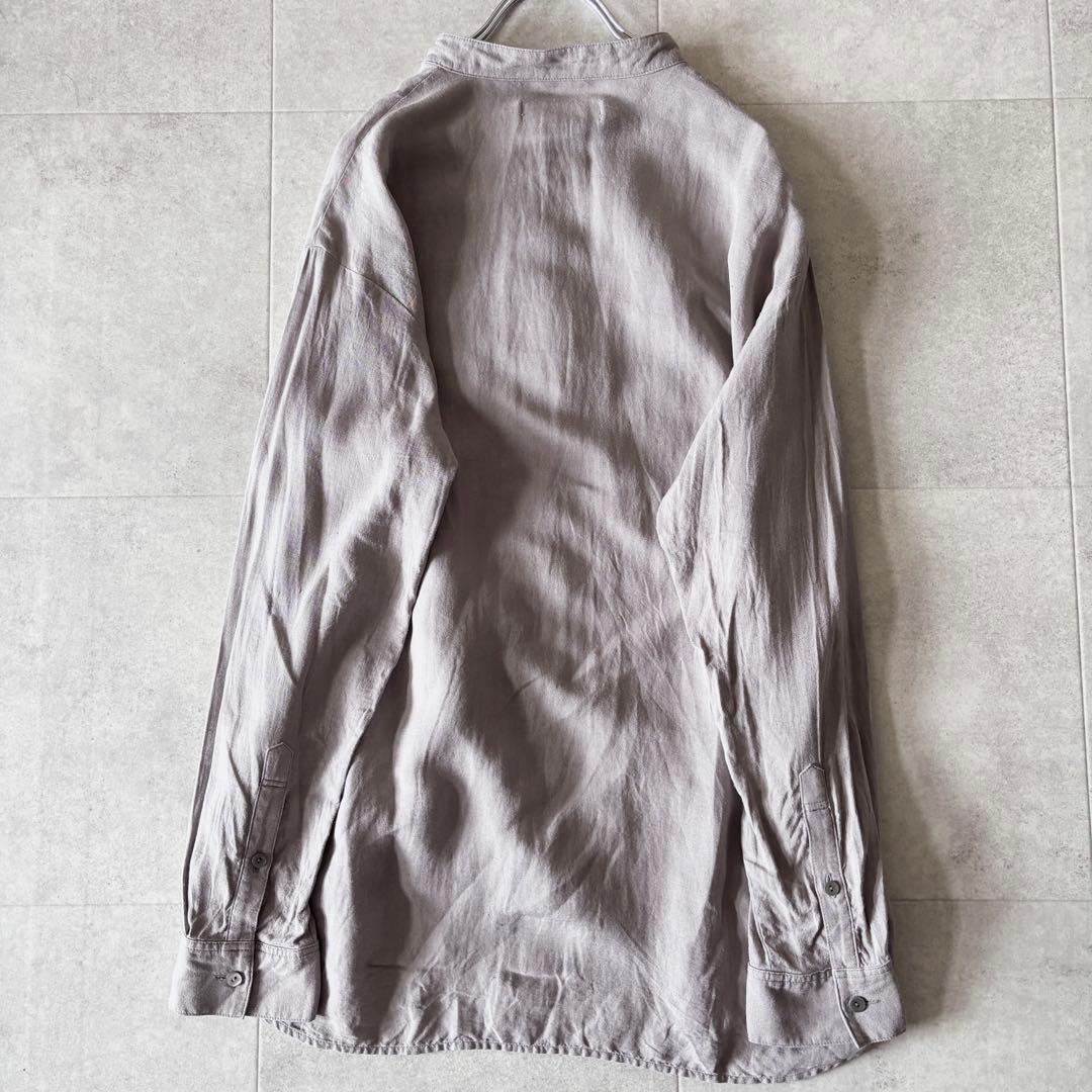 極美品✨️エヴァムエヴァ リネン スタンドーカラーシャツ フリー グレージュ