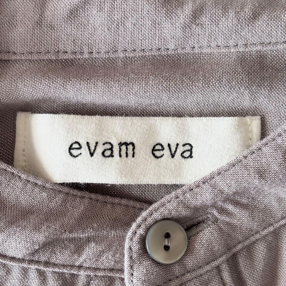 極美品✨️エヴァムエヴァ リネン スタンドーカラーシャツ フリー グレージュ