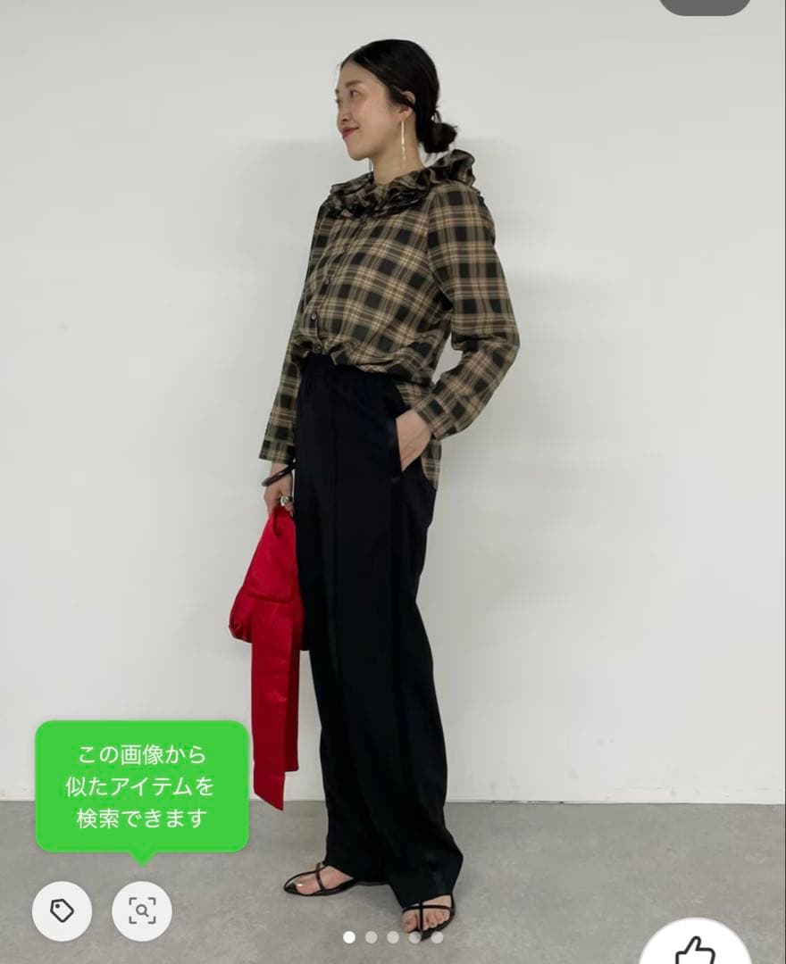 【美品】Whim Gazette フリルチェックブラウス