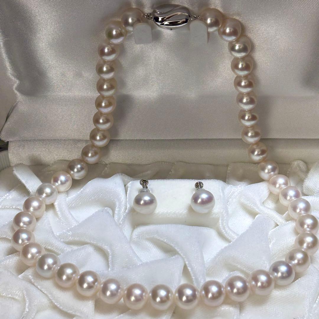 極美品✨超大珠　パール　ネックレス　イヤリング　セット　SILVER刻印　本真珠