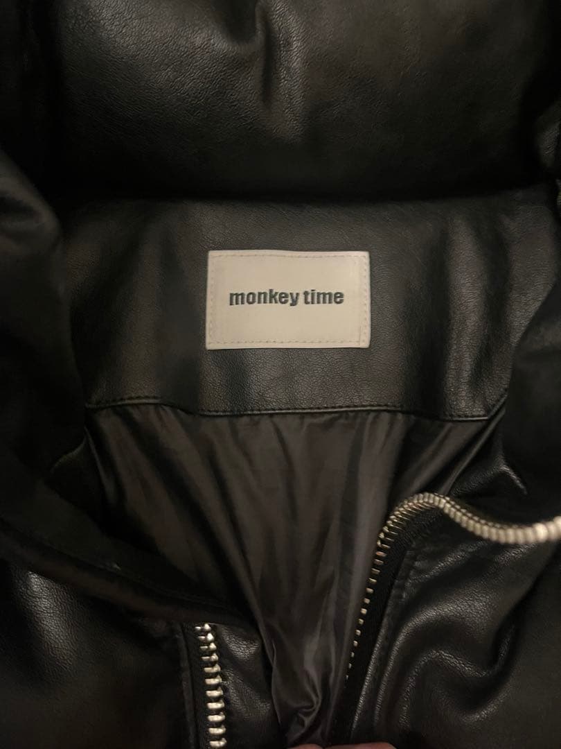 ダウンジャケット　レザーブラック　monkeytime