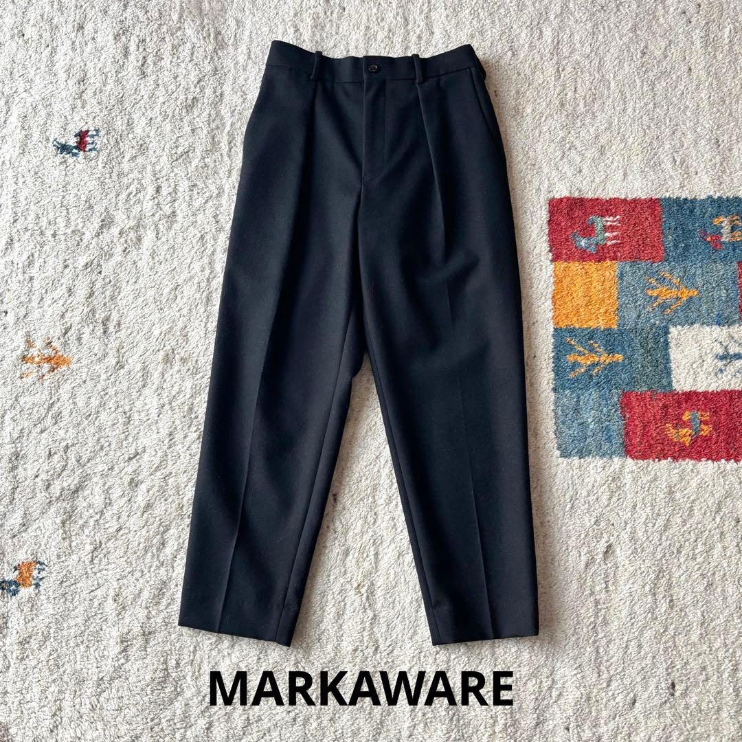 マーカウェア　FRONT PLEATS PEGTOP ウール フランネル　黒