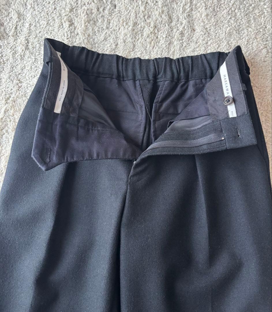 マーカウェア　FRONT PLEATS PEGTOP ウール フランネル　黒