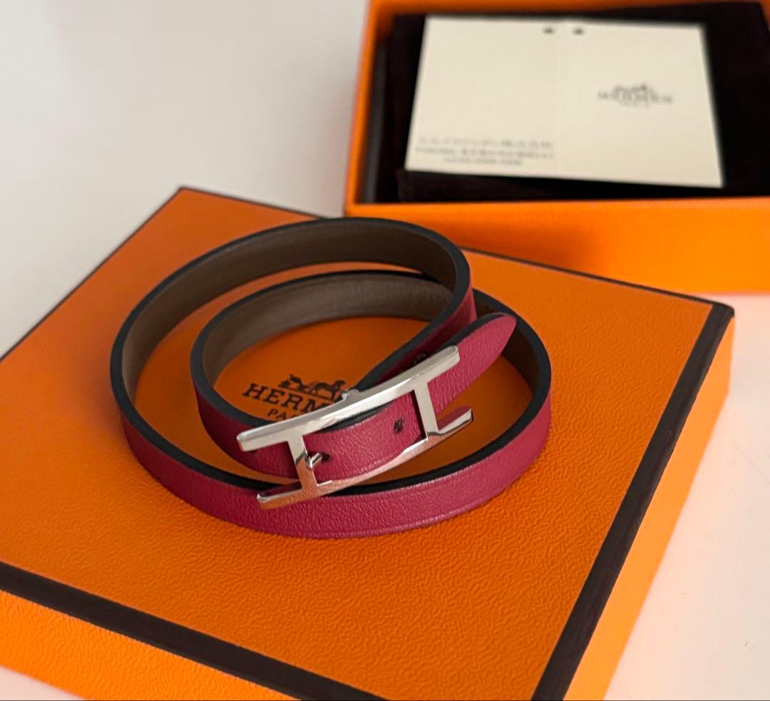 HERMESビーアピ 2連リバーシブルブレスレット「エトゥープ」SV 試着のみ