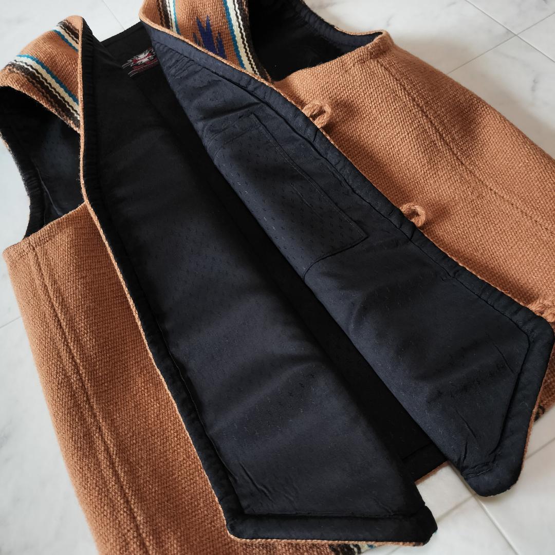 希少レア柄 センチネラ 40 ポインテッドチマヨベスト 裏地付き ブラウン L