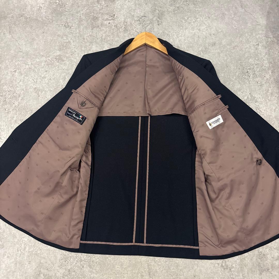 【美品】✨上質イタリア製　黒　ダブルブレストジャケット　金ボタン　M【A5】