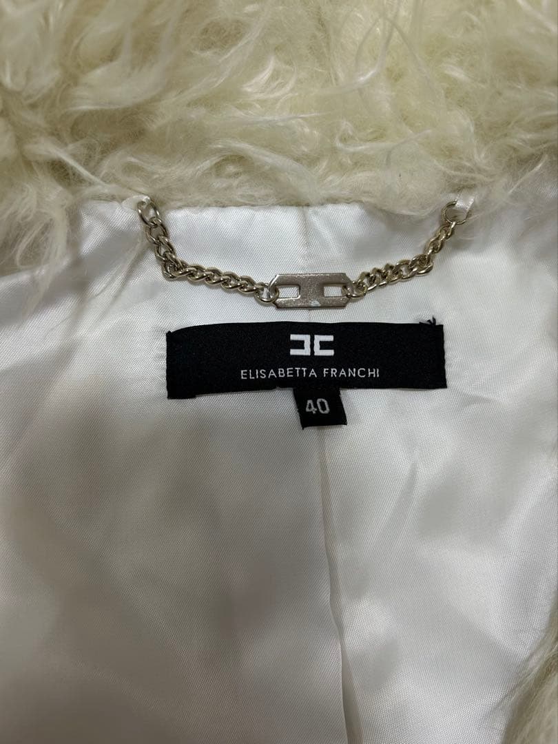 エリザベッタフランキ　フェイクファー　ロングジレ　ベスト　ゴールドボタン