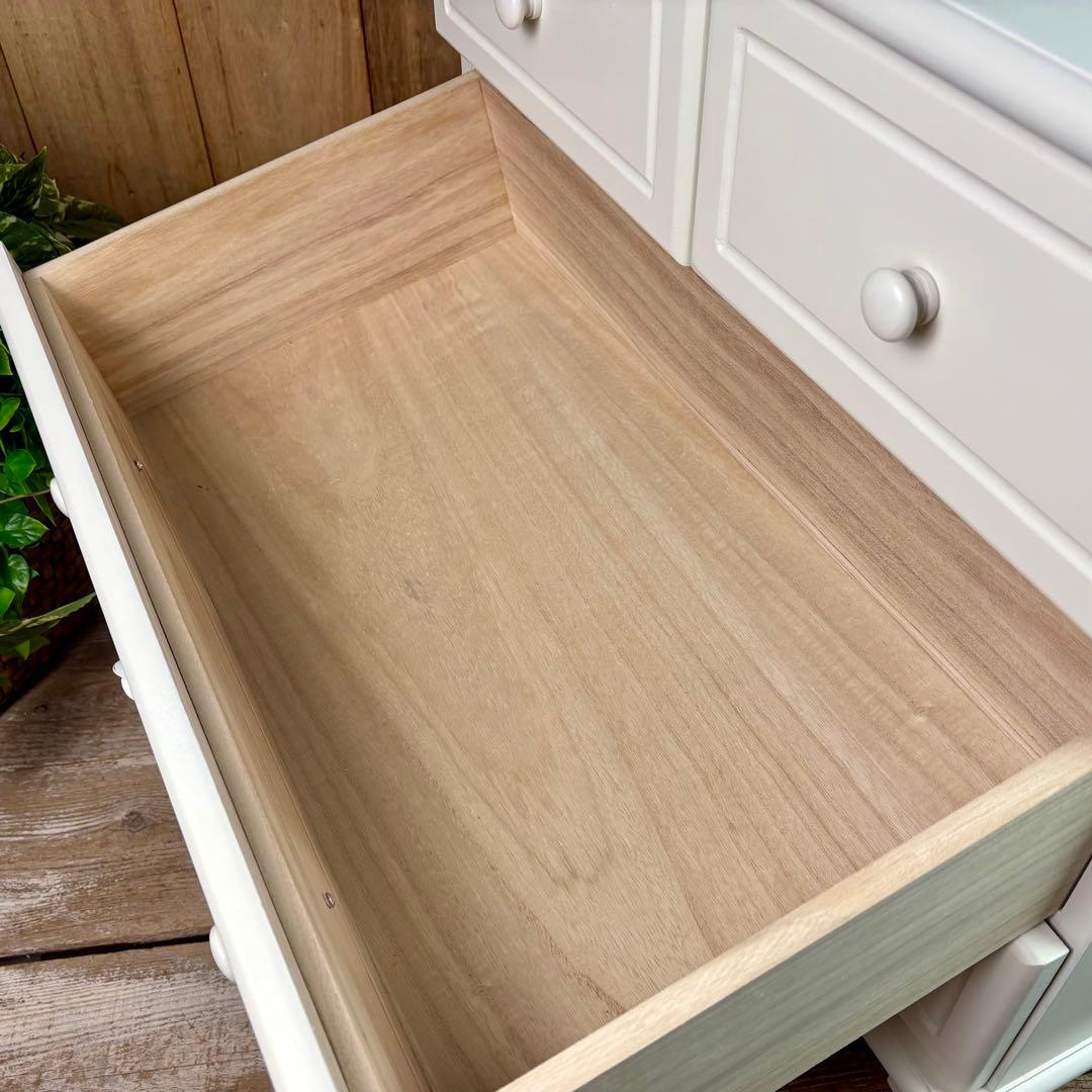 フレンチカントリー北欧調ホワイトチェスト三段四つ引き木製洋タンス収納姫系姫かわ