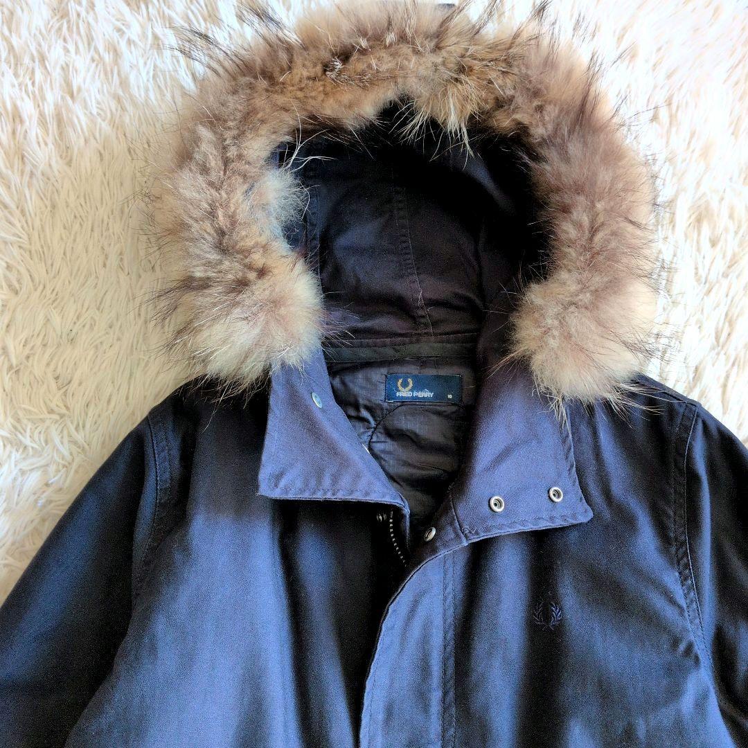 フレッドペリーモッズコートMネイビー　 月桂樹ロゴ　ロングコート