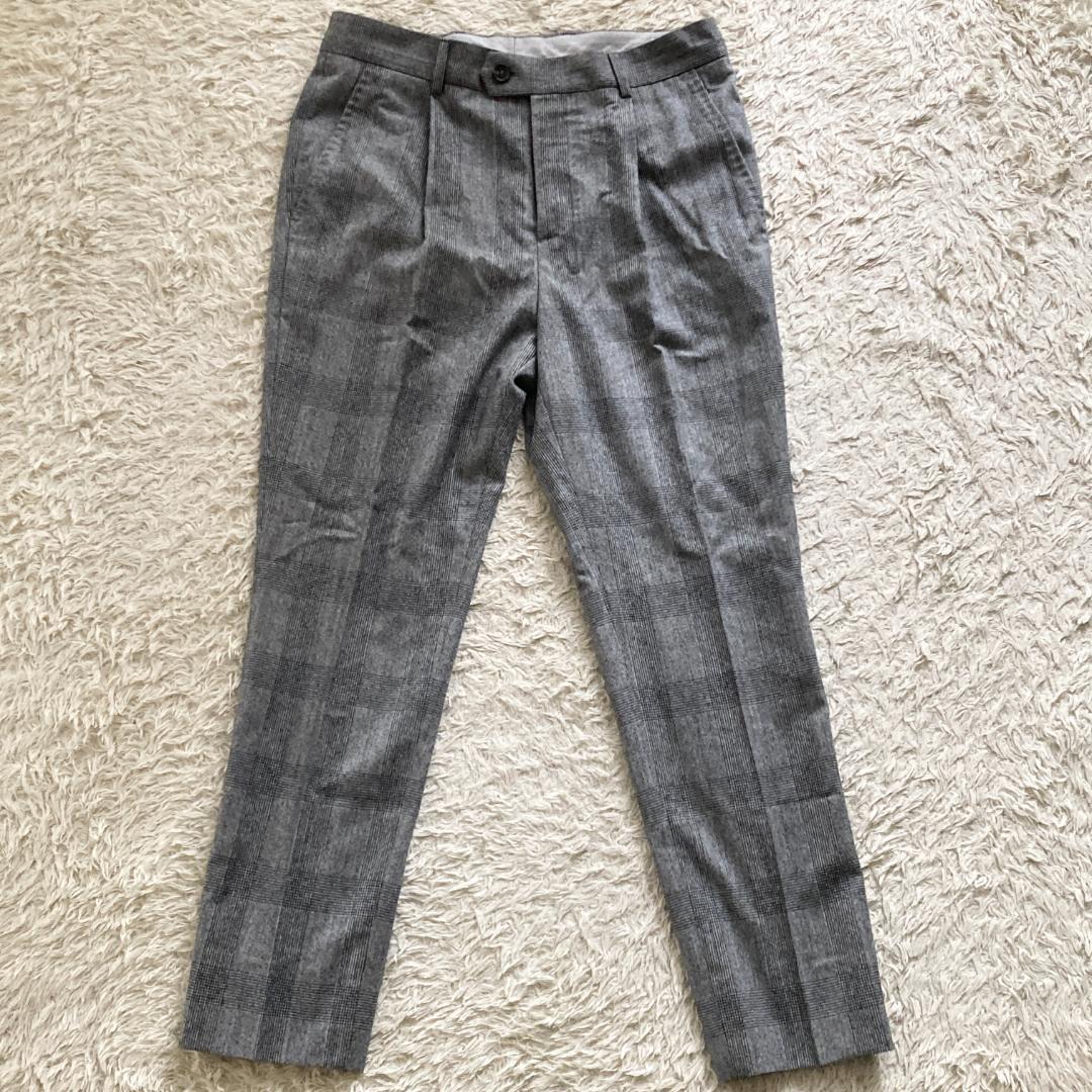 ブルネロクチネリ　パンツ　44　トラウザーズ　チェック　グレー