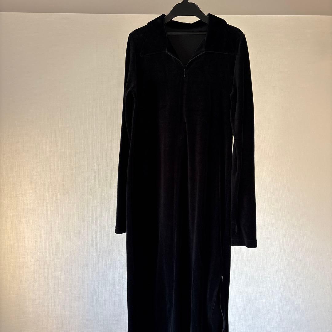 アダムエロペ フロントジップ ベロア BOTANICAL DYED DRESS