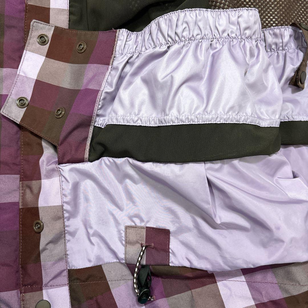Patagonia フード付きジャケット 紫茶チェック　マウンテンパーカー