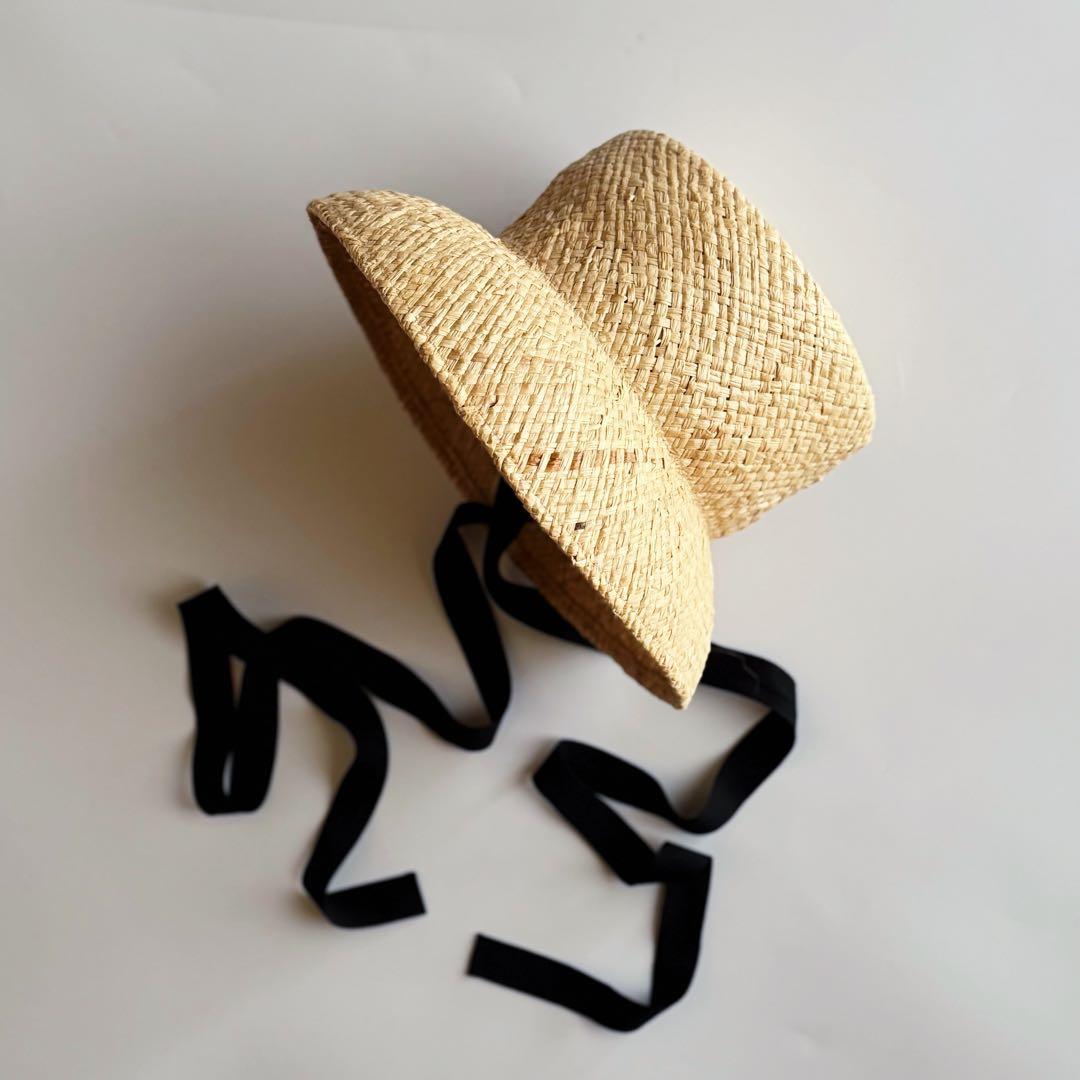 美品 nagonstans ストローハット 麦わら帽子 ナゴンスタンス