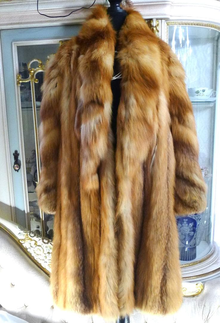 希少！豪華！◇【EMBA】絶品！デザイン！レッドFOXファーロングコート◇