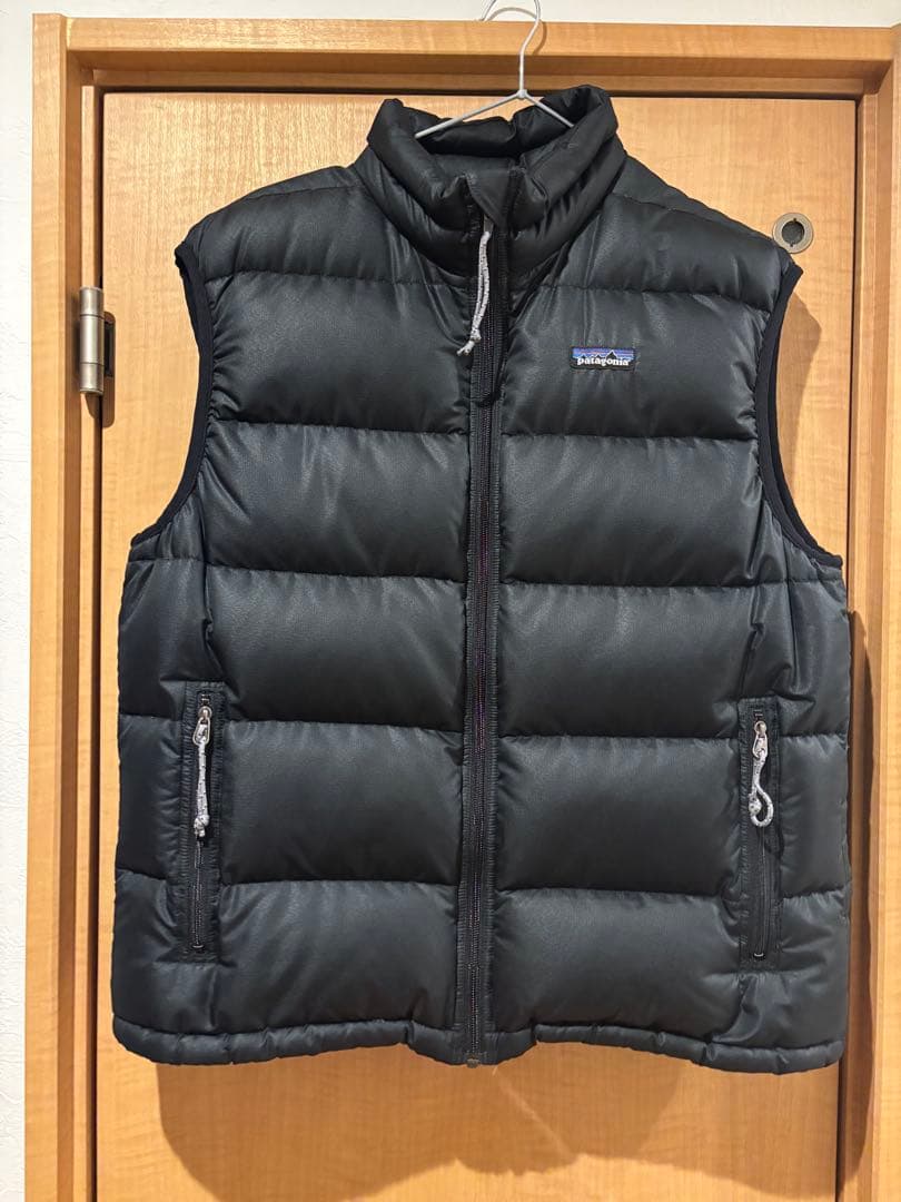 【美品】patagonia 黒 オールドグースダウンベスト ドローコード 00s
