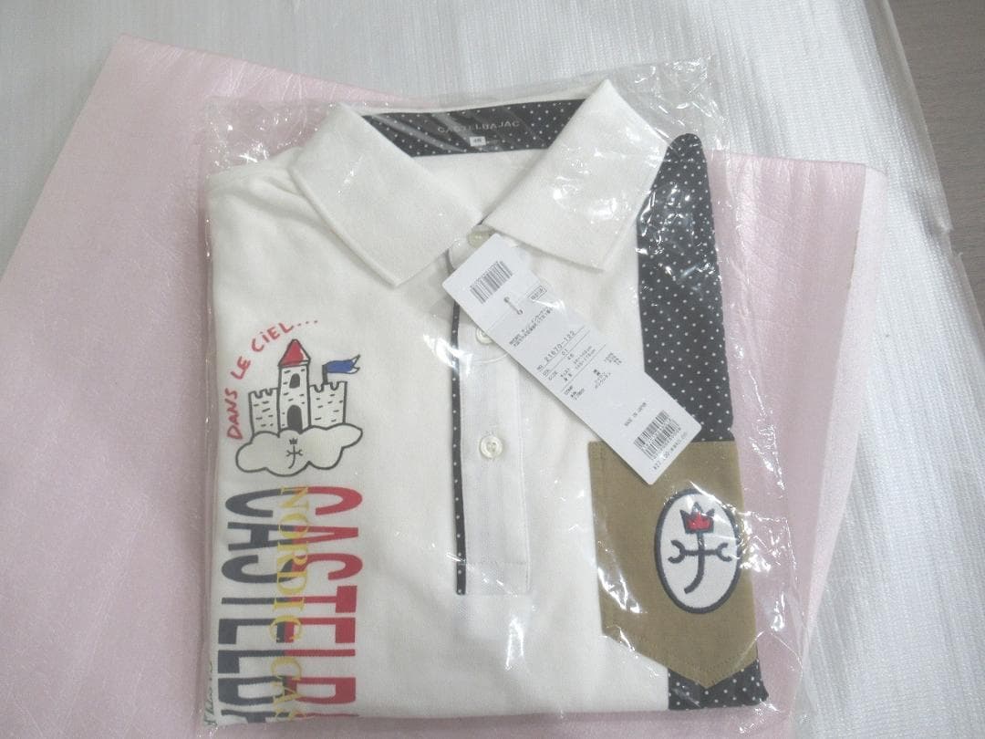 カステルバジャック　長袖ポロシャツ　Mサイズ　メンズ　ゴルフ　胸ポケット付き