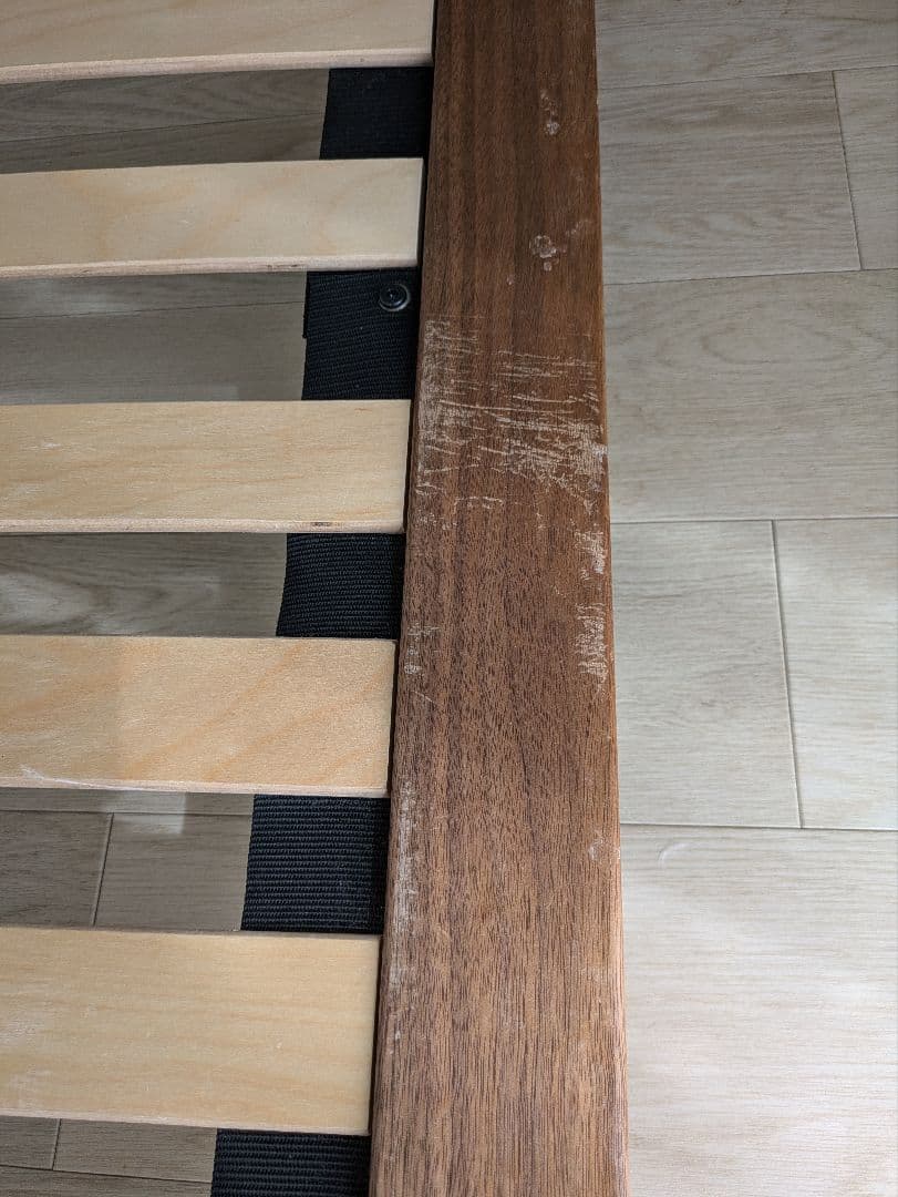 無印良品　ダブルベッドフレーム ヘッドボード付　ウォールナット　コアラマットレス