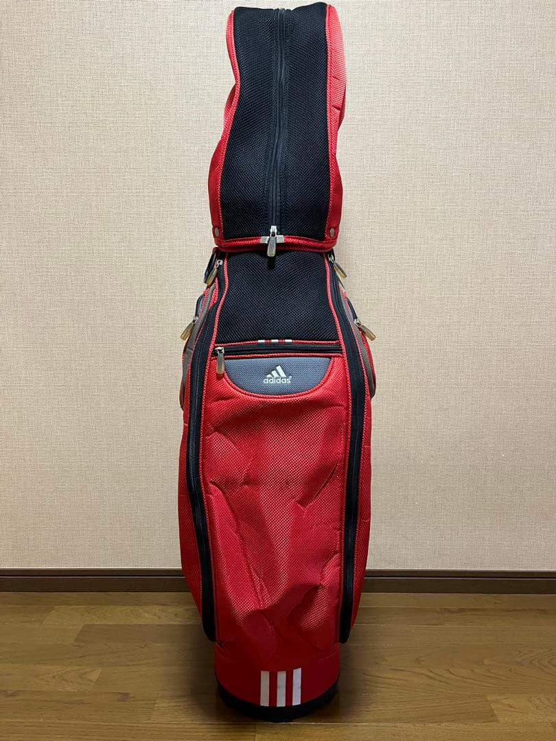 a121/美品★adidas キャディバッグ 赤黒
