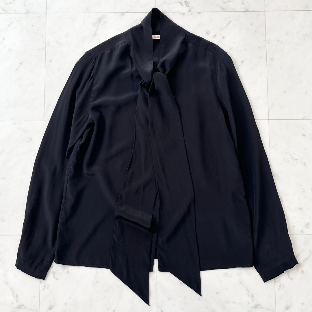 美品♪バッカ　シルク100% 洗える　シャツ　ボウタイ　リボン　日本製　長袖　M