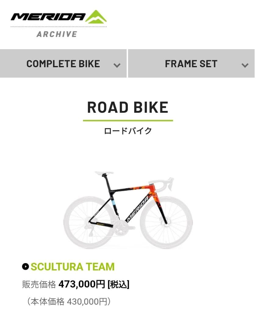 MERIDA SCULTURA TEAM カーボンフレーム