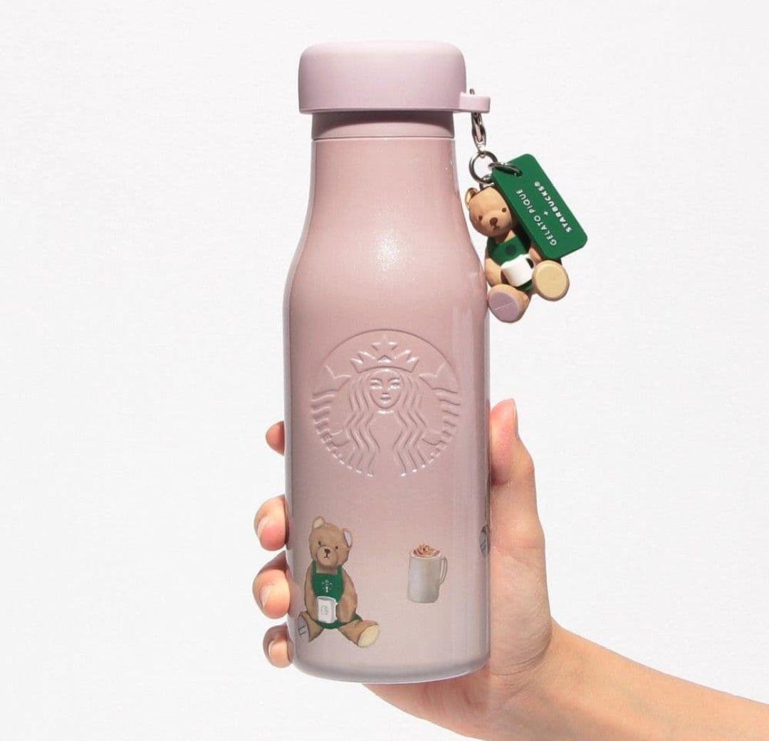 スターバックス ジェラートピケ ステンレスボトル ベア ピンク