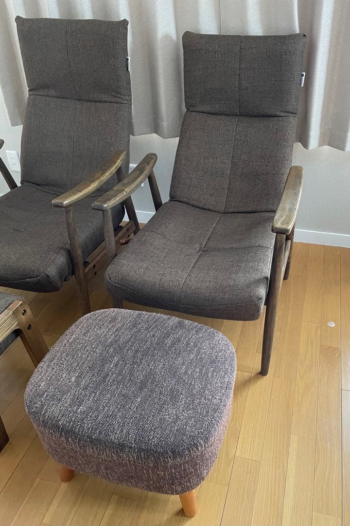 Musou Furniture リクライニング1人掛け 2脚 オットマン