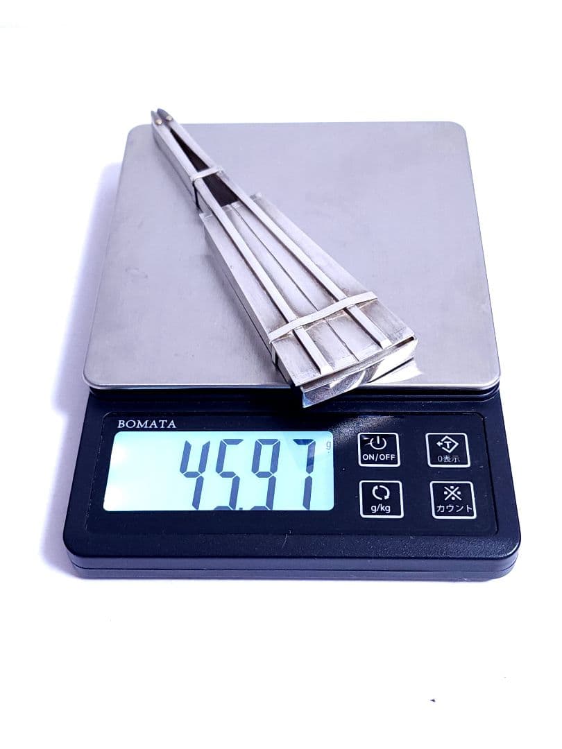 尚美堂 宝飾店 銀製 楊枝入れ 扇子型 銀製刻印 小物入れ 約45.97g