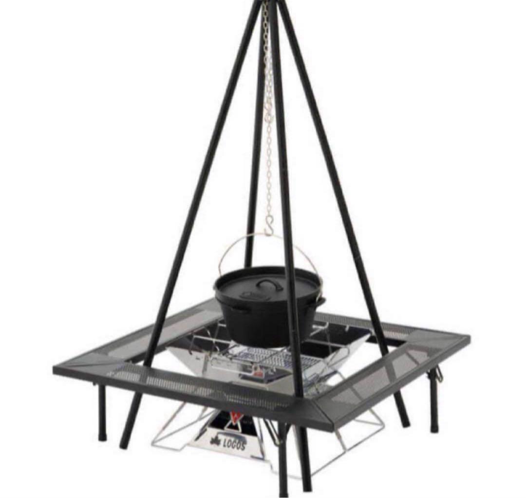 LOGOS／ロゴスアイアンスクエアテーブル たき火、グリルを囲むテーブル