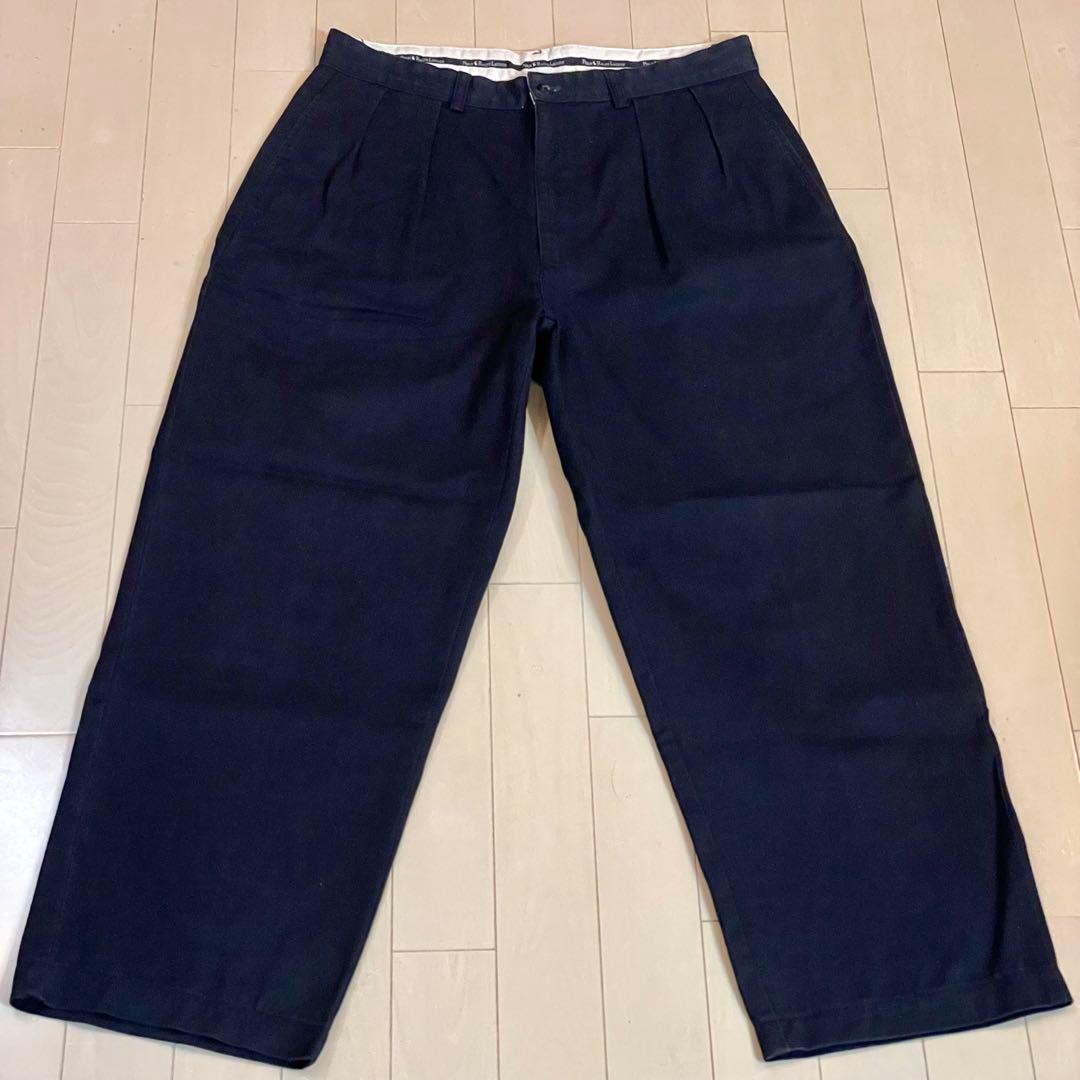 90s ラルフローレン ツータック ポロチノ W33 L30 タックパンツ