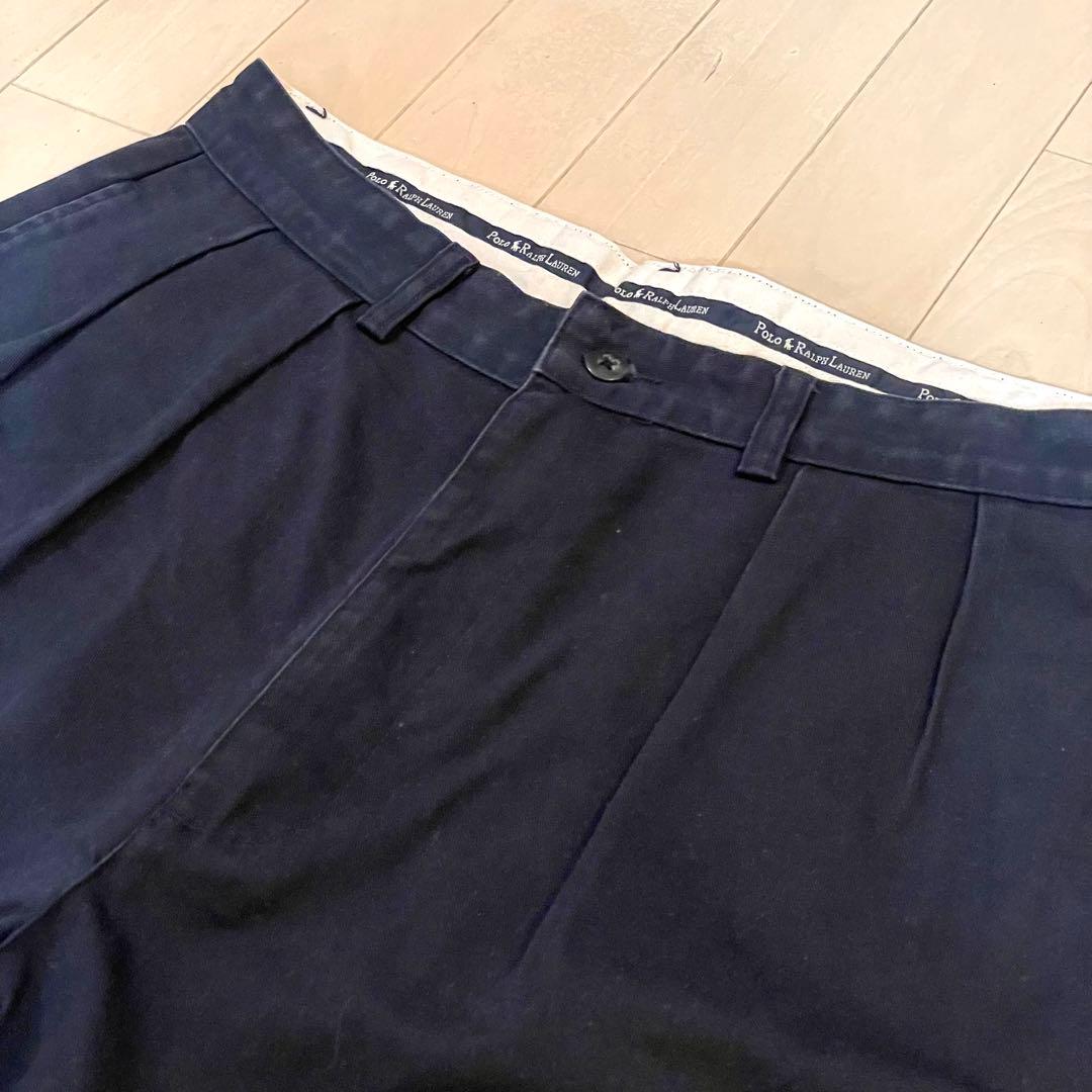 90s ラルフローレン ツータック ポロチノ W33 L30 タックパンツ